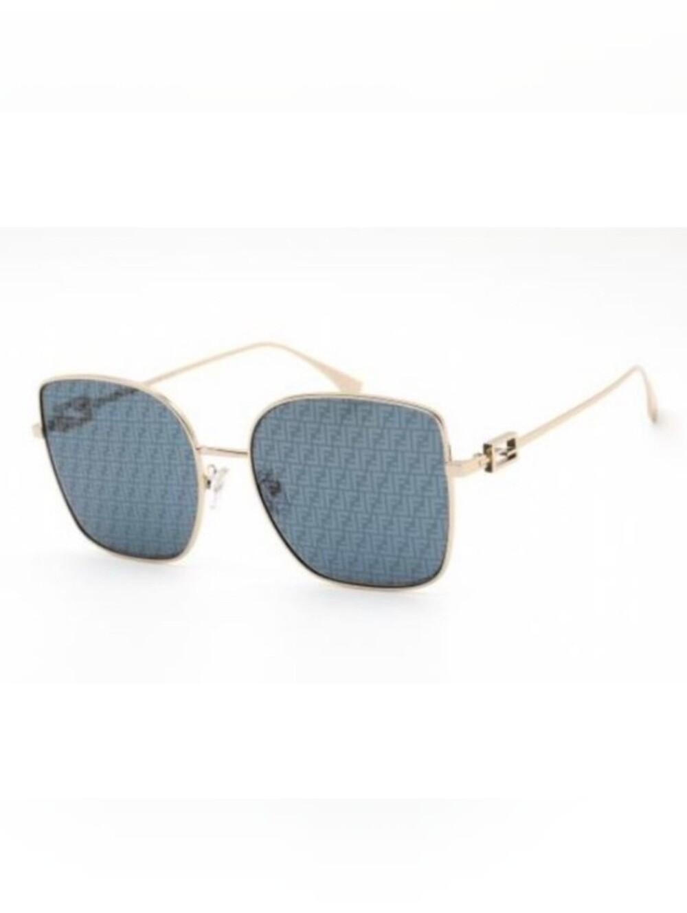 NEW AITH Fendi Gold Frame Blue Monogram Square Sunglasses